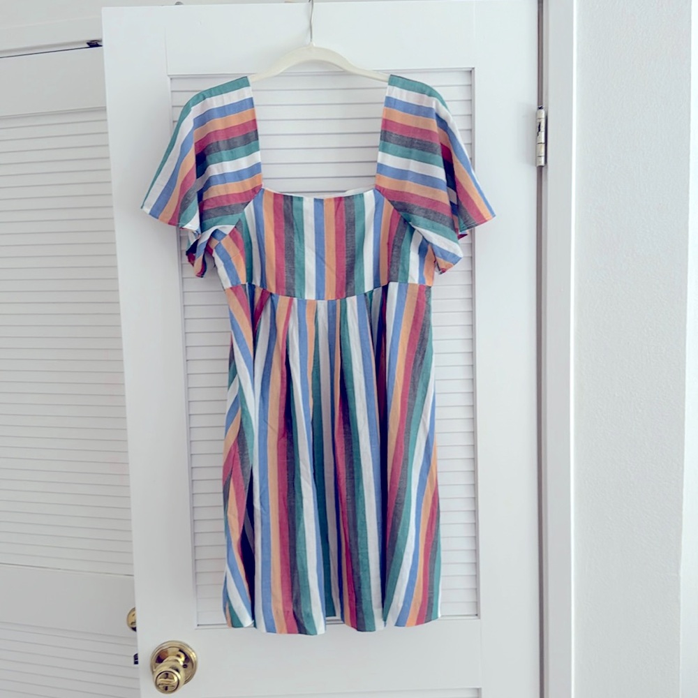Madewell Striped Flutter Sleeve Babydoll Dress Sz S